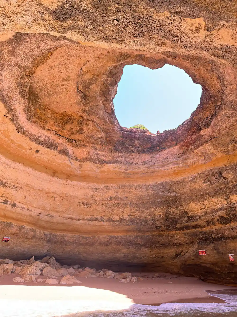 The circular opening in the cave roof seen from directly below